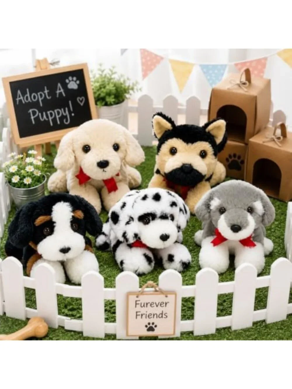 5 Pack Plush Puppy Stuffed Animals - 12